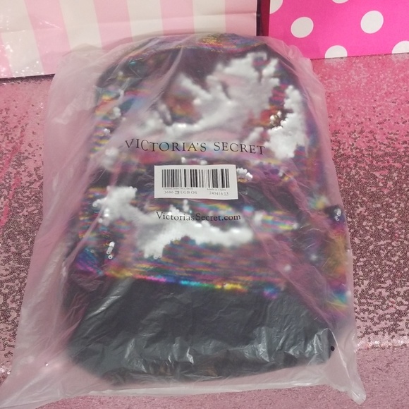 NEW W/ TAGS Victoria\'s Secret PINK Rainbow Sequin Campus Backpack main image 4